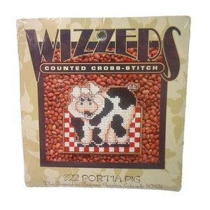 Wizzers Cross Stitch Kit 922 Portia Pig 3.75 x 3.5 Wire for Hanging Sugarplum